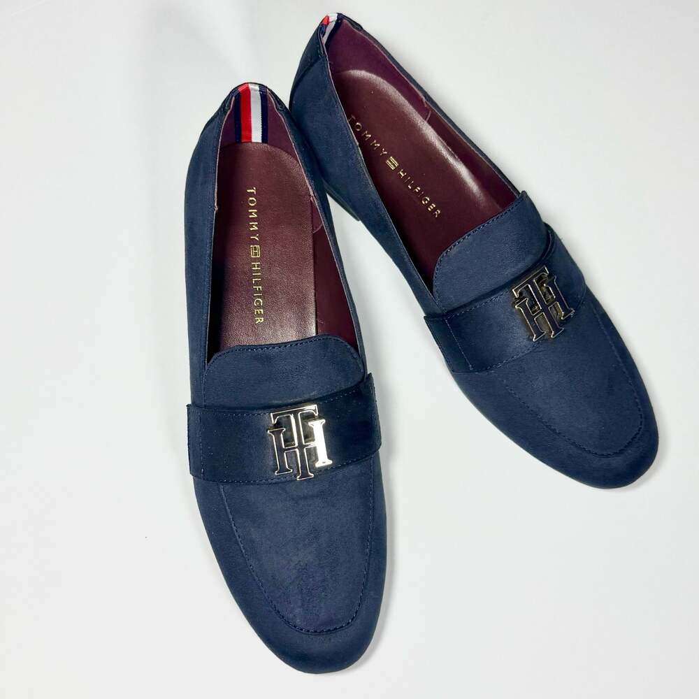 Tommy Hilfiger Navy Faux Suede Loafers Size 8M